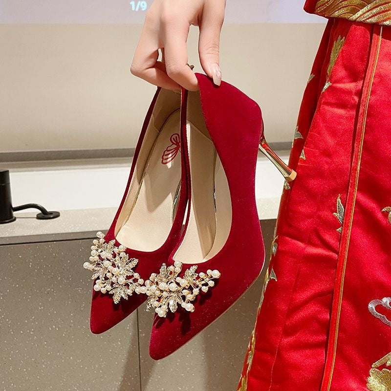 White Satin Bridal Stiletto Heels for Wedding and Formal Wear