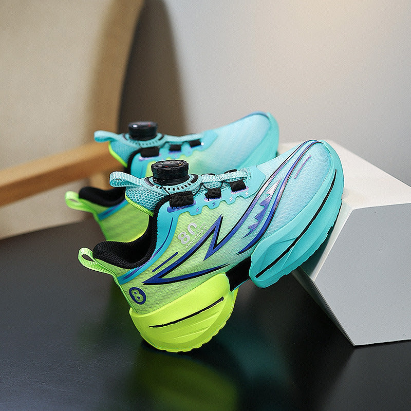 Kids Rotary Buckle Running Shoes – Breathable Lightweight
