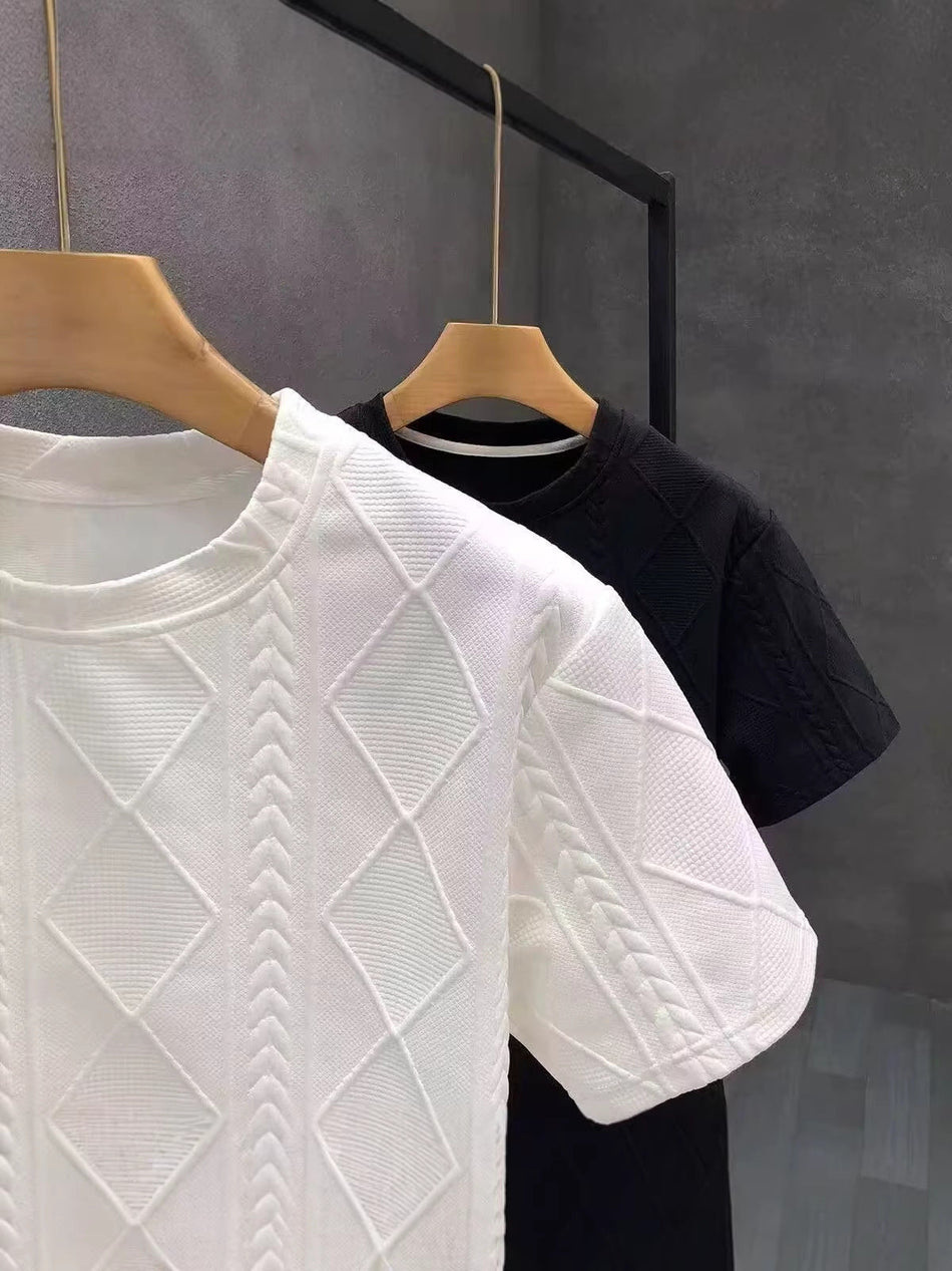 Men's Letter Patch Short Sleeve T-Shirt and Pants Set