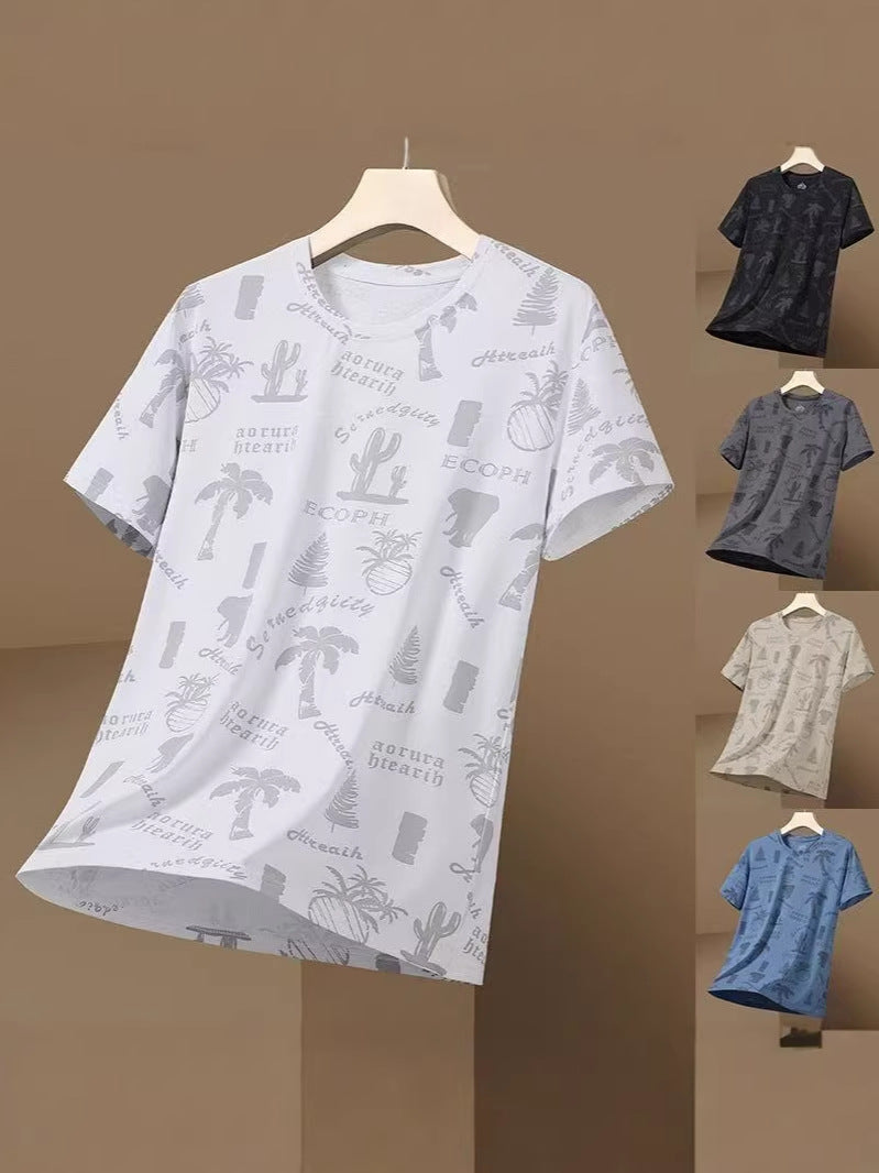 Men's Ice Silk Quick-Dry Sports T-Shirt Casual Short Sleeve Top