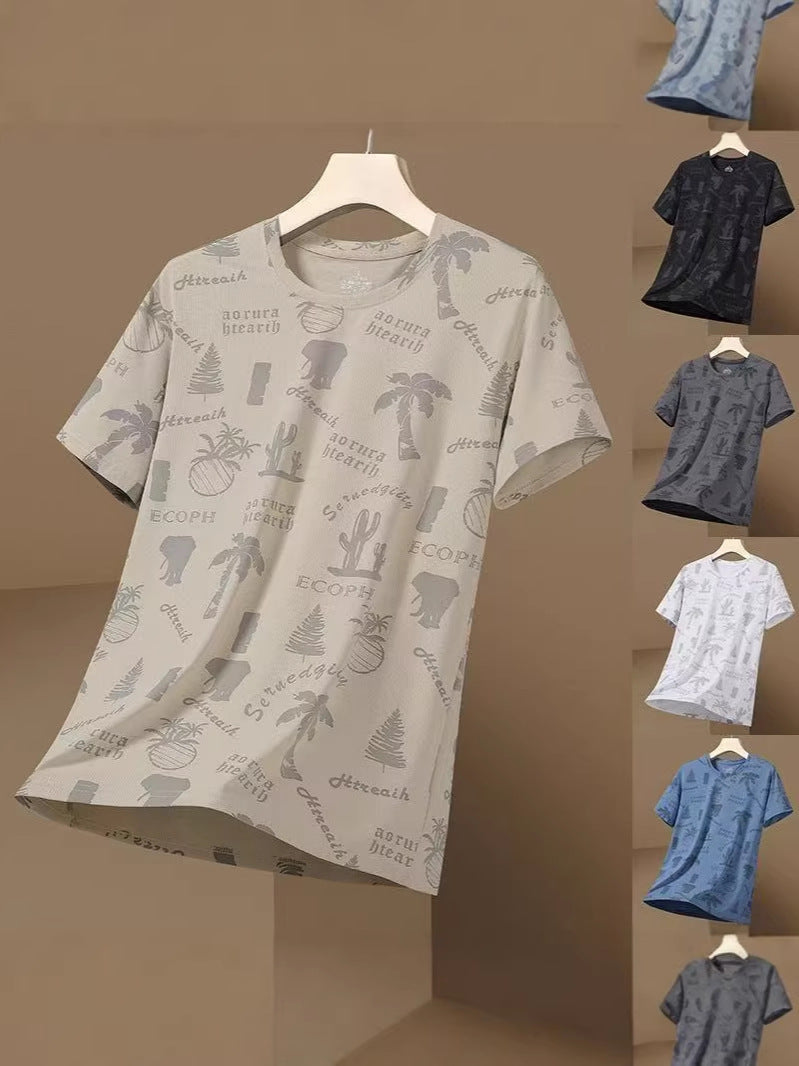Men's Ice Silk Quick-Dry Sports T-Shirt Casual Short Sleeve Top