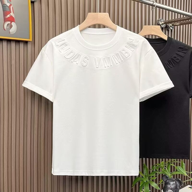Men's Letter Print Slim Fit T-Shirt Casual Round Neck Top