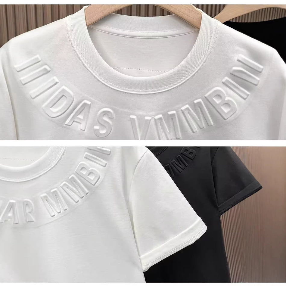 Men's Letter Print Slim Fit T-Shirt Casual Round Neck Top