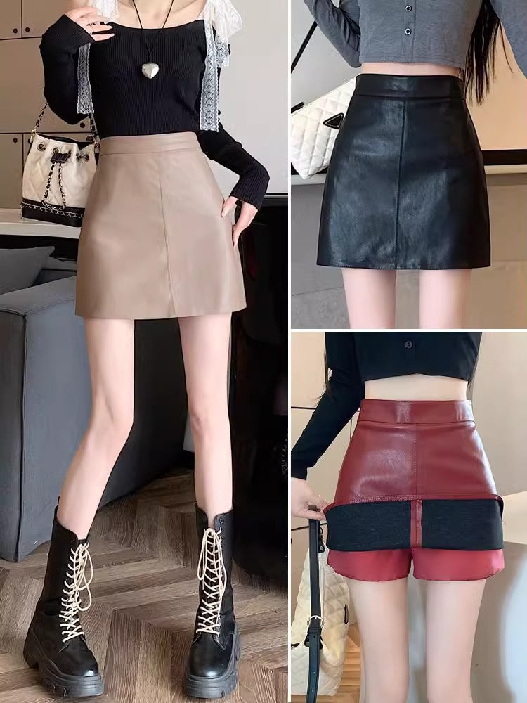 Women's High-Waist Slim Fit Faux Leather Mini Skirt Black
