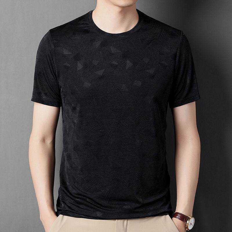 Men's Ice Silk Breathable T-Shirt Casual Round Neck Short Sleeve