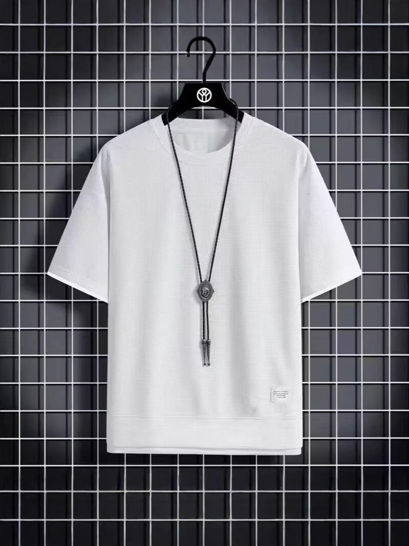 Men's Waffle Ice Silk Two-Piece Style T-Shirt Loose Fit