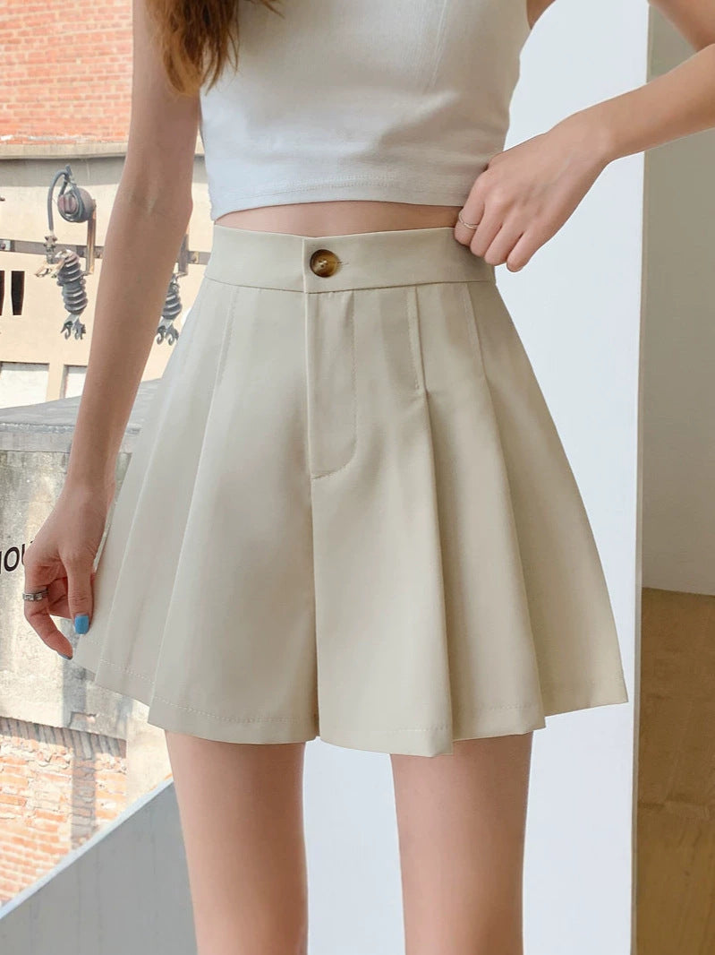Women's High-Waist Wide-Leg Pleated Tailored Shorts