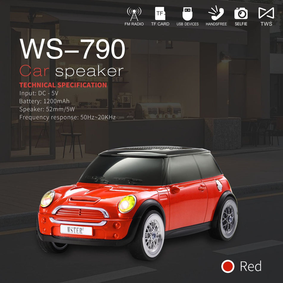 Mini Bluetooth 5.3 Car Speaker with FM Radio & RGB Lighting