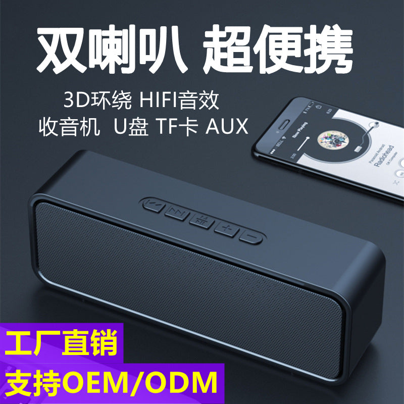 Portable Wireless Bluetooth Speaker with Dual Drivers, FM Radio &