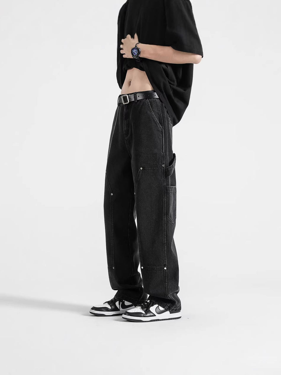 Men's Straight Leg Denim Work Pants Casual Fashion Jeans