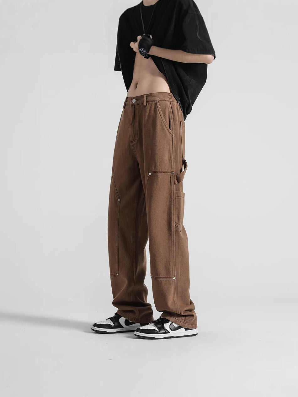 Men's Straight Leg Denim Work Pants Casual Fashion Jeans