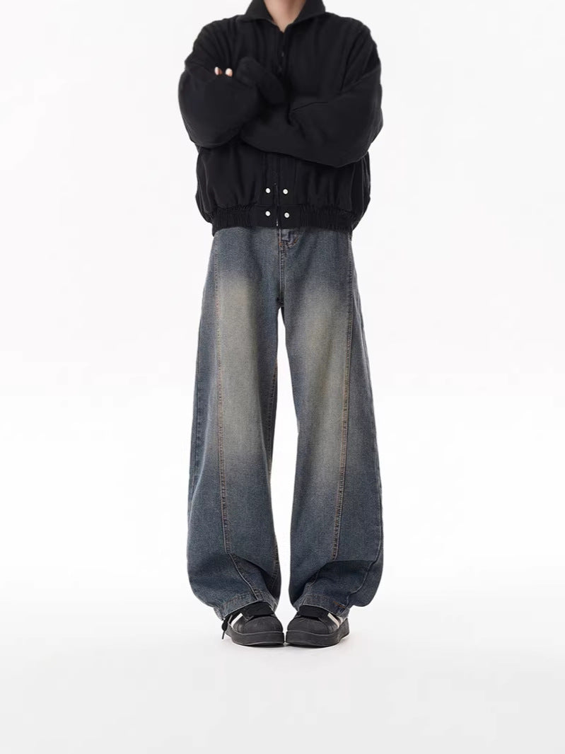 Men's American High Street Straight Wide Leg Jeans Casual Pants