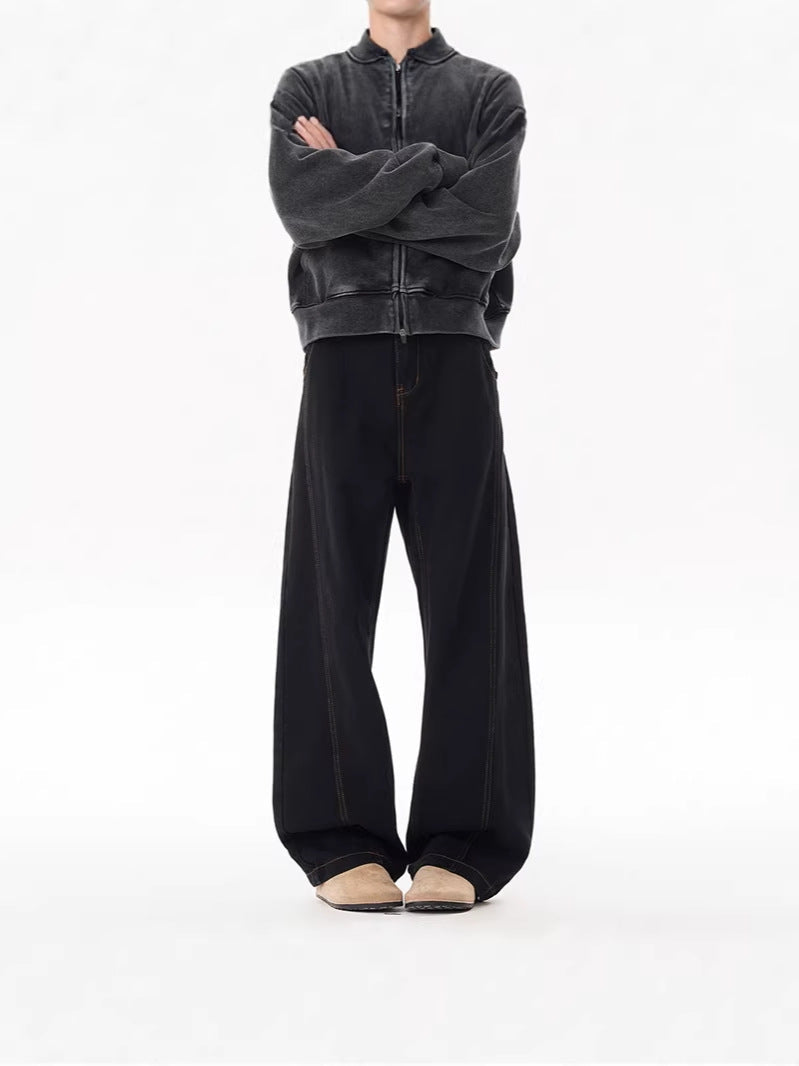 Men's American High Street Straight Wide Leg Jeans Casual Pants