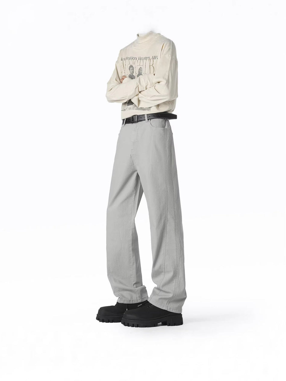 Unisex Black Gray Flared Jeans Straight Leg Casual Pants
