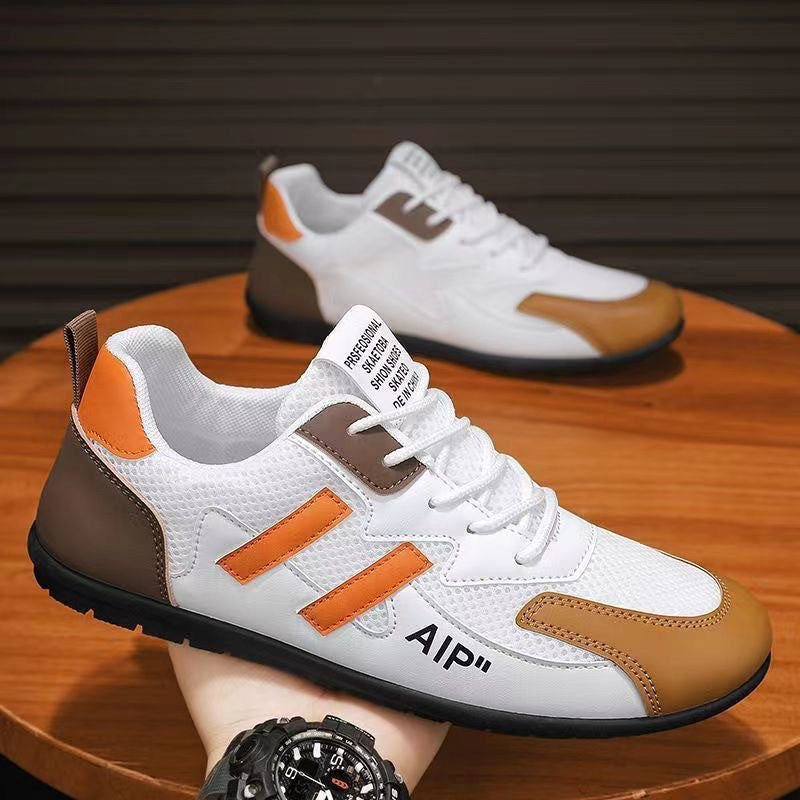 Men's Breathable Mesh White Sneakers Flat Casual Shoes