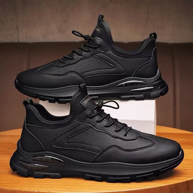 Men's Breathable Leather Dad Shoes Thick Sole Sports Sneakers