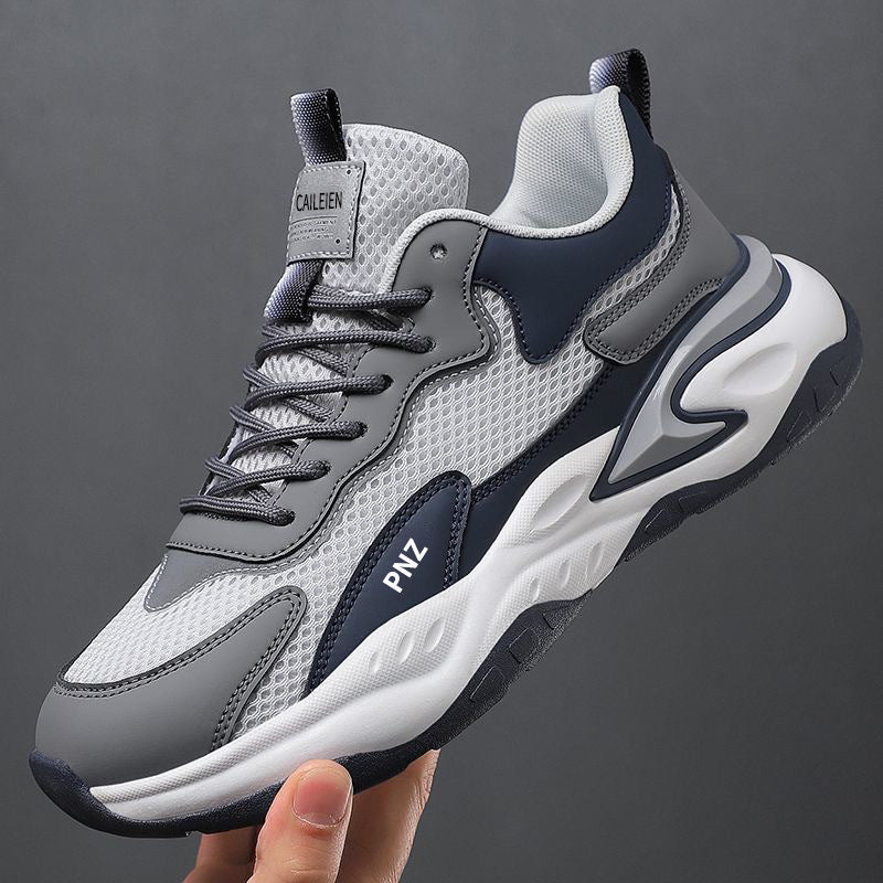 Men's Breathable Mesh Dad Shoes Thick Sole Running Sneakers