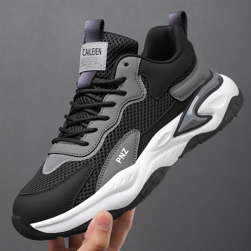 Men's Breathable Mesh Dad Shoes Thick Sole Running Sneakers