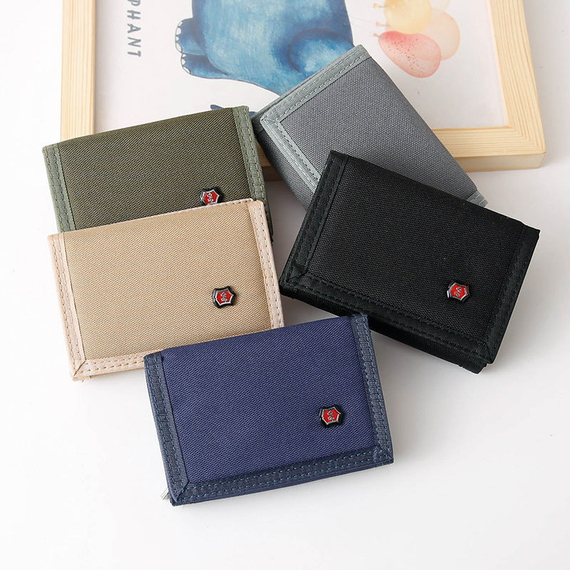 Men's Canvas Tri-Fold Wallet with Coin Pocket