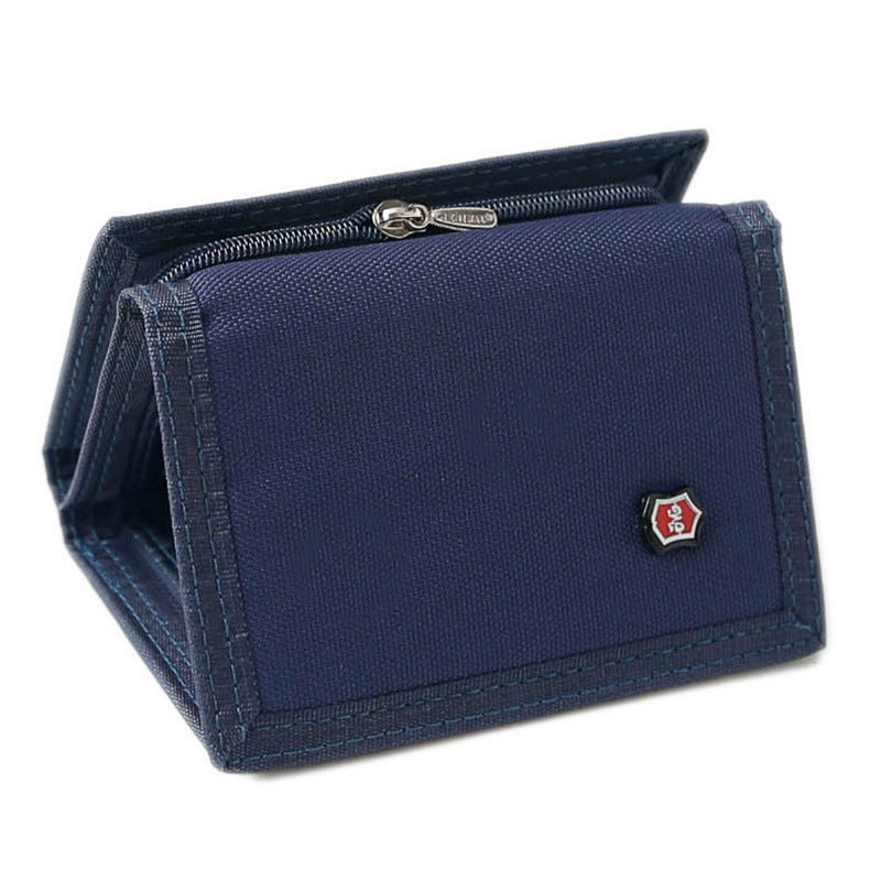 Men's Canvas Tri-Fold Wallet with Coin Pocket