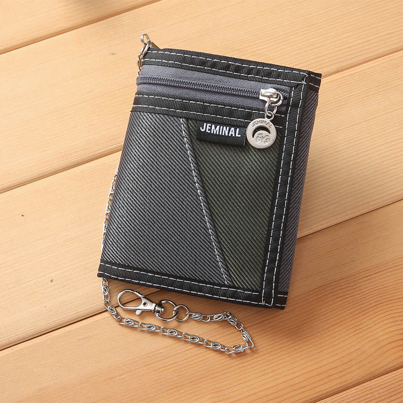 Men's Canvas Short Wallet with Horizontal and Vertical Design