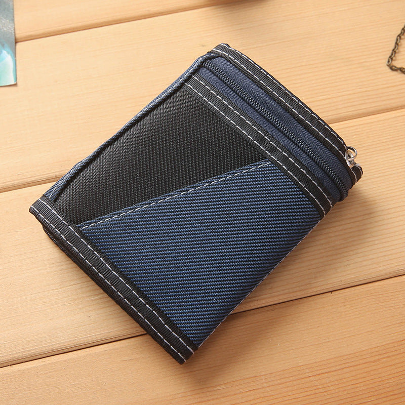 Men's Canvas Short Wallet with Horizontal and Vertical Design