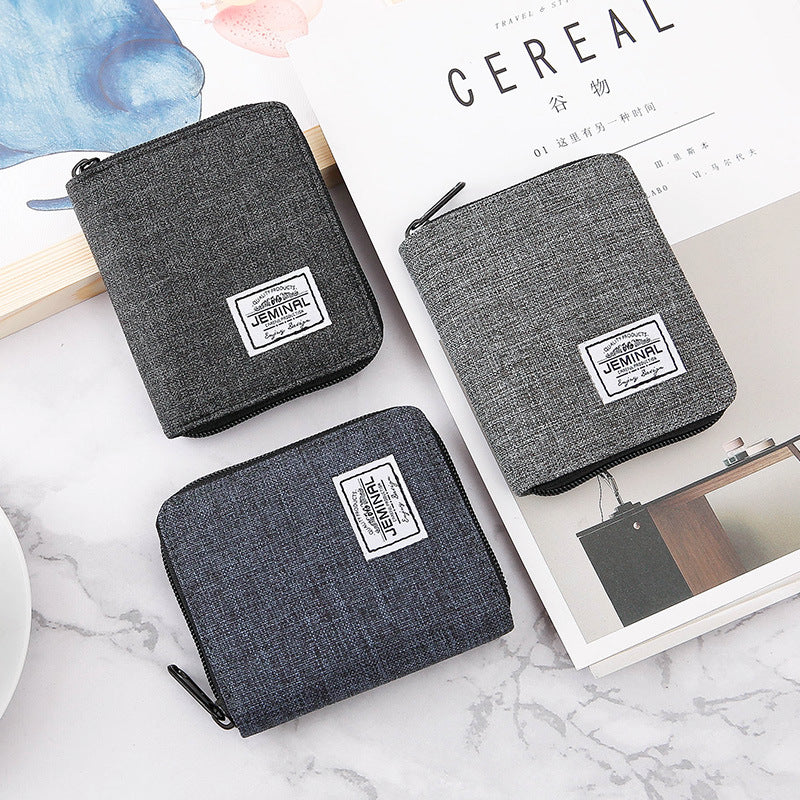 Men's Canvas Zip Wallet with Vertical Multi-Card Design