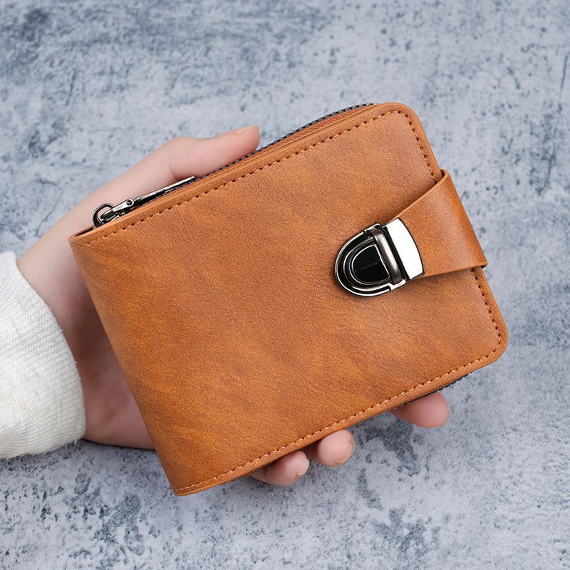 Men's Short Wallet with Multi-Card Slots and Coin Pocket
