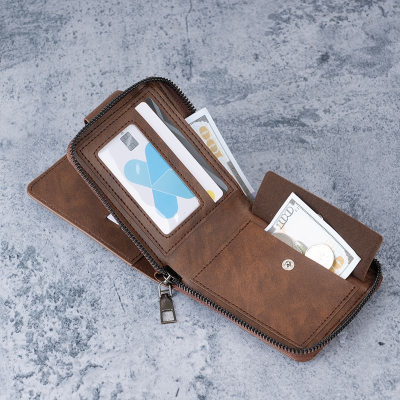 Men's Short Wallet with Multi-Card Slots and Coin Pocket