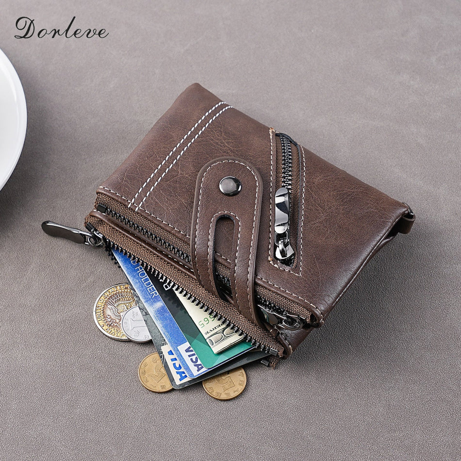 Men's PU Leather Zip Wallet with Coin Pocket and Card Slots