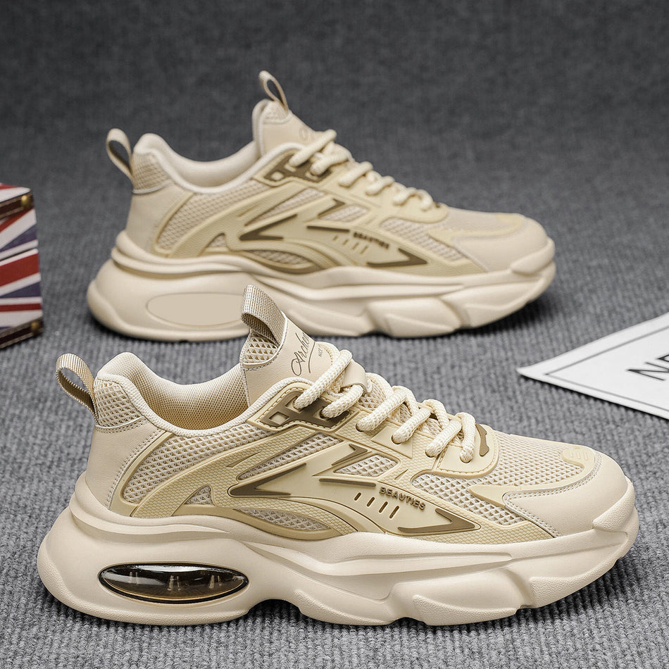 Men's Breathable Mesh Dad Shoes Thick Sole Running Sneakers