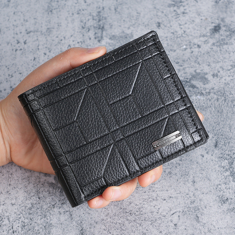 Men's Plaid Short Wallet with Multi-Card Storage Design