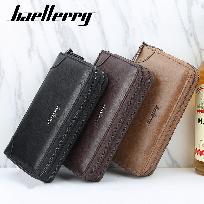 Men's Long Double Zipper Clutch Bag