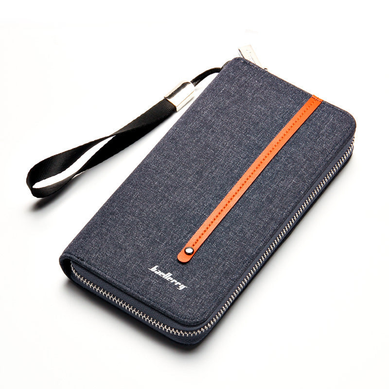 Baellerry Men's Canvas Long Wallet Zipper Clutch Phone Bag