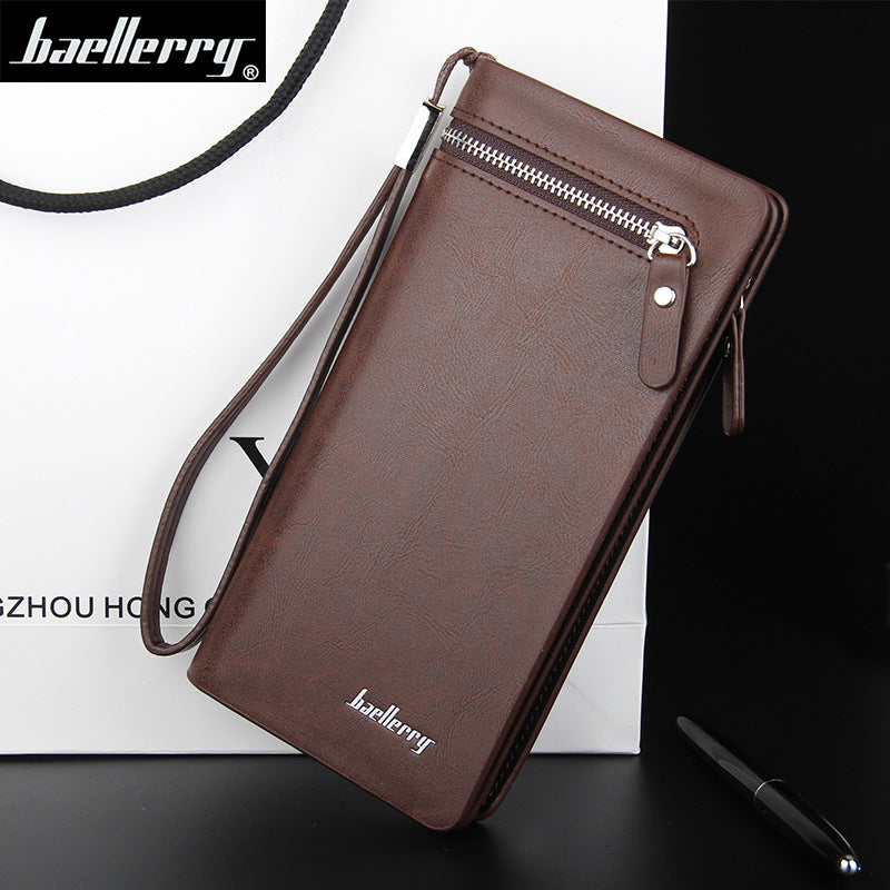 Men's Long Business Clutch Bag Large Capacity Zipper Wallet