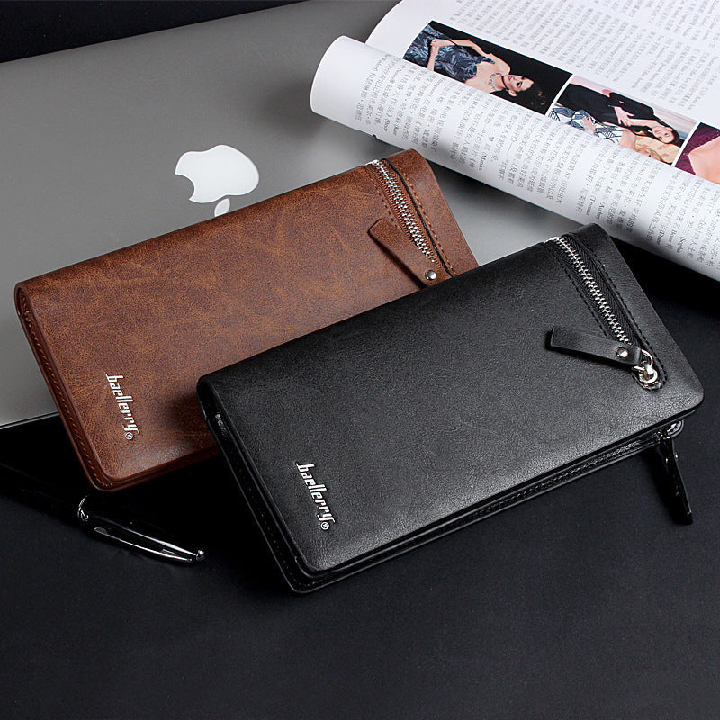 Men's Long Business Clutch Bag Large Capacity Zipper Wallet