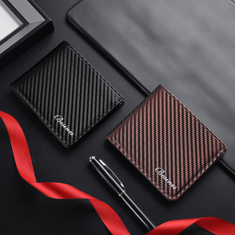 Men's Carbon Fiber Pattern Wallet with Anti-Magnetic Card Holder