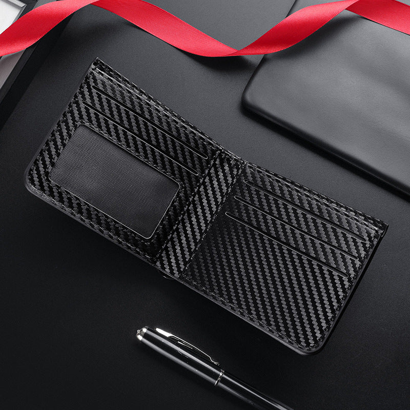 Men's Carbon Fiber Pattern Wallet with Anti-Magnetic Card Holder