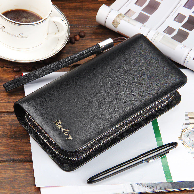 Men's PU Leather Long Wallet Clutch Mobile Phone Bag