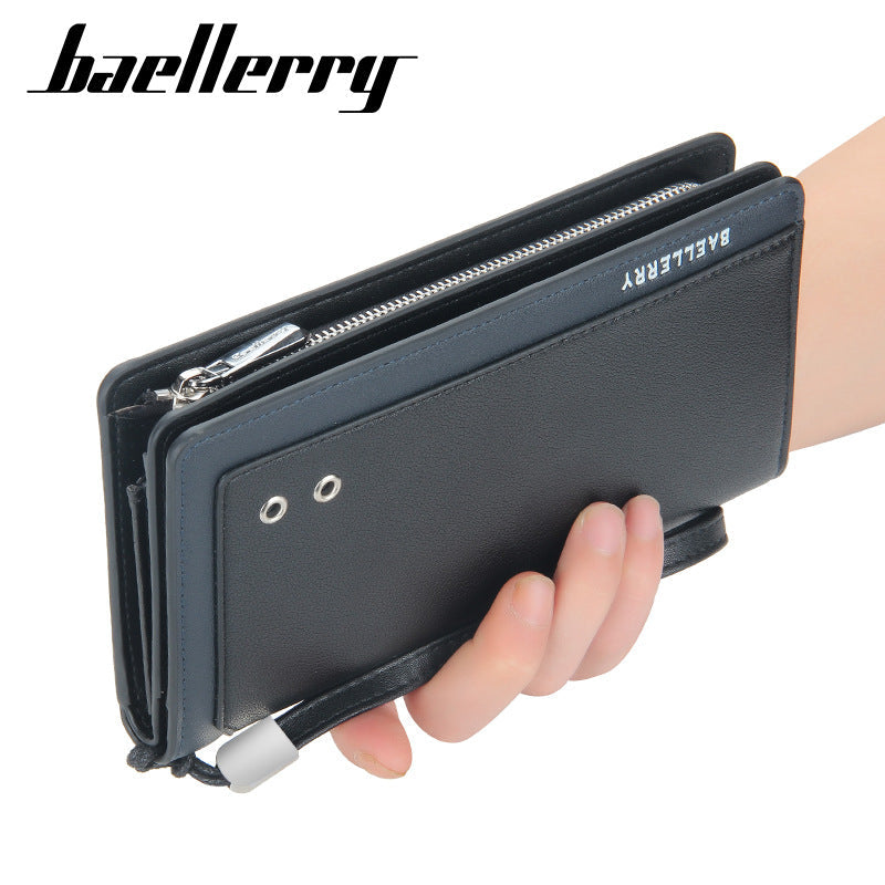 Men's Retro Business Wallet Large Capacity Phone Clutch Bag