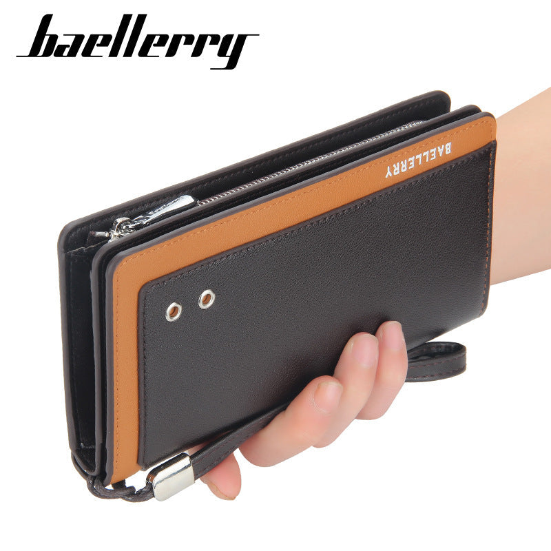 Men's Retro Business Wallet Large Capacity Phone Clutch Bag