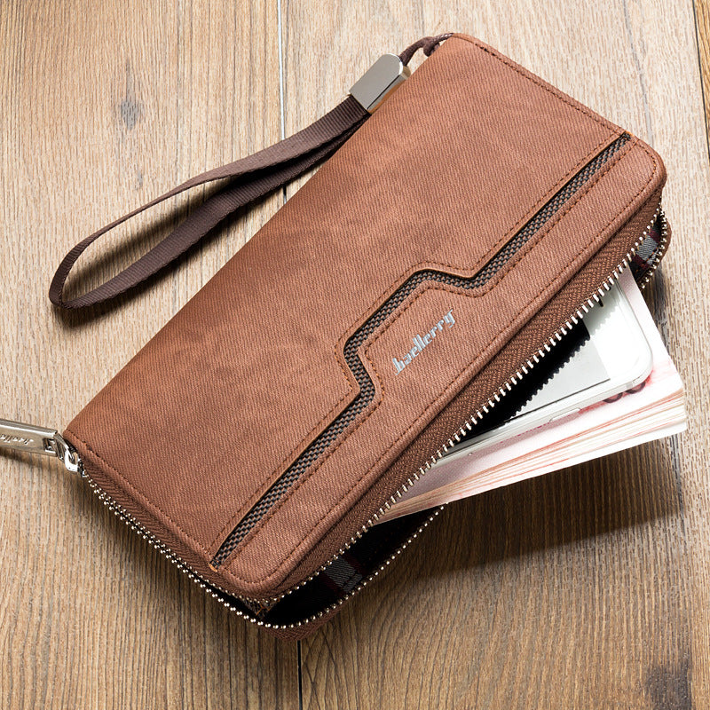 Baellerry Men's PU Leather Long Zipper Clutch Wallet