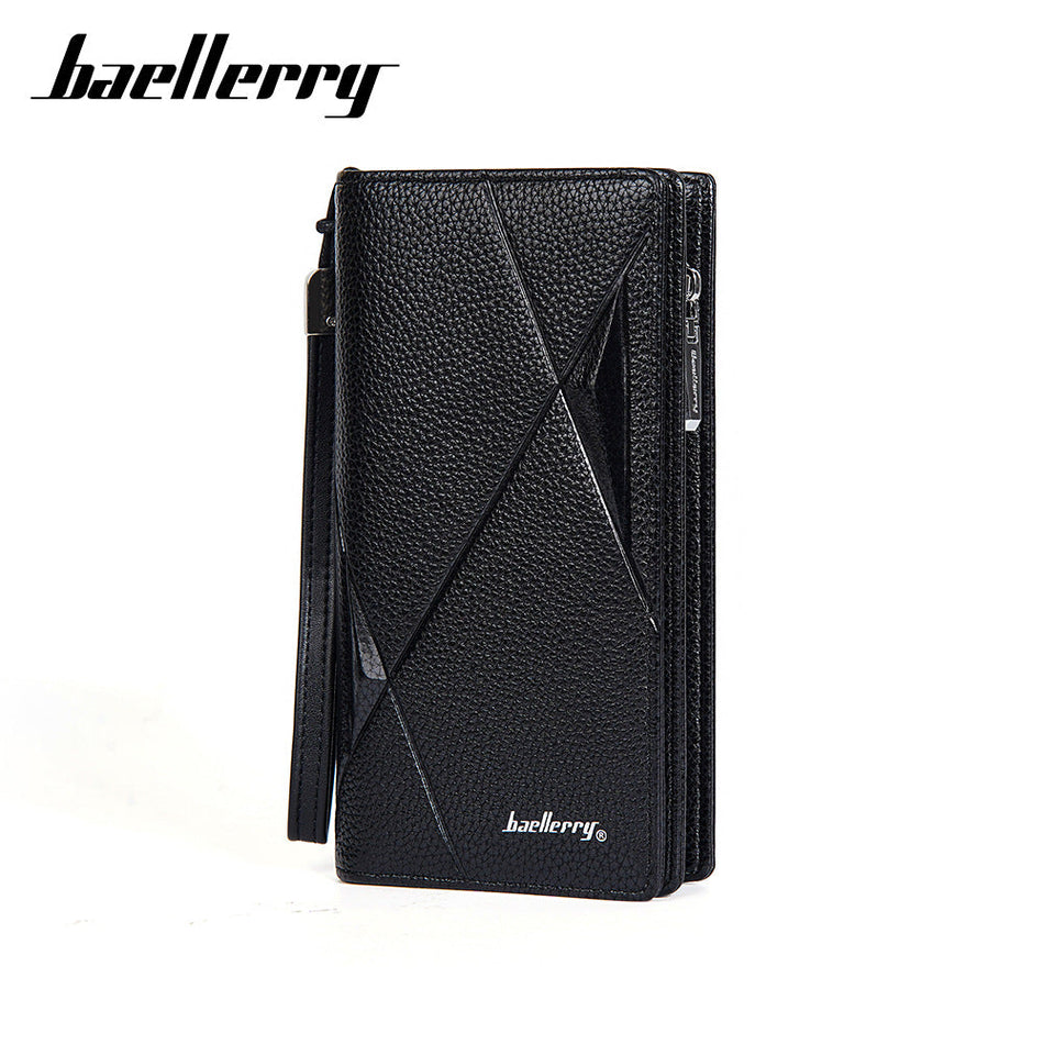 Baellerry Men's Pebbled Leather Long Phone Clutch Bag