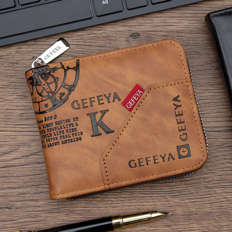 Men's PU Leather Zip Wallet with Multi-Card Slots