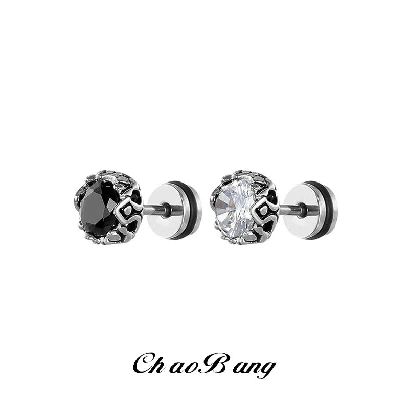 Titanium Steel Zircon Diamond Earrings Unisex Niche Jewelry