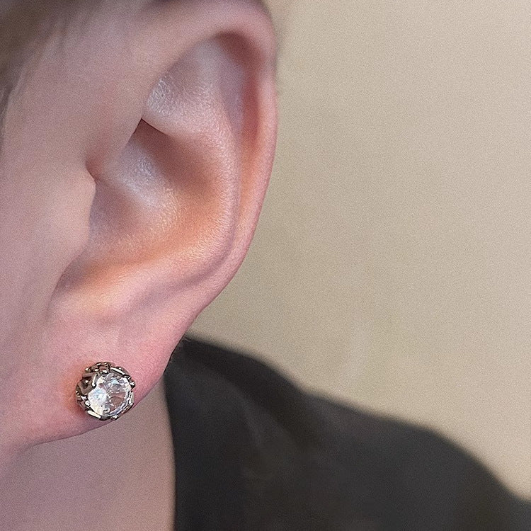 Titanium Steel Zircon Diamond Earrings Unisex Niche Jewelry