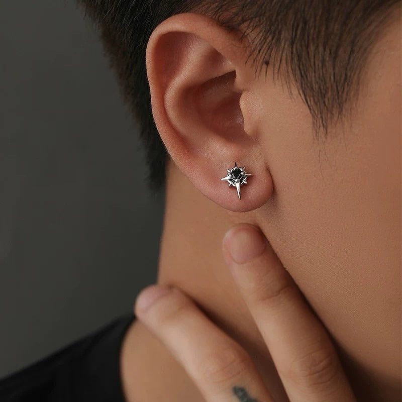 Star Zircon Earrings Unisex Korean Minimalist Silver Jewelry