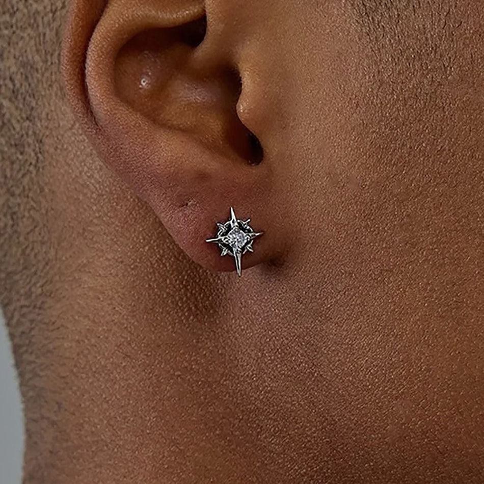 Star Zircon Earrings Unisex Korean Minimalist Silver Jewelry
