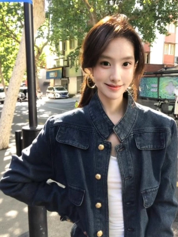 Women's Retro Short Denim Jacket Casual Chanel Style Top