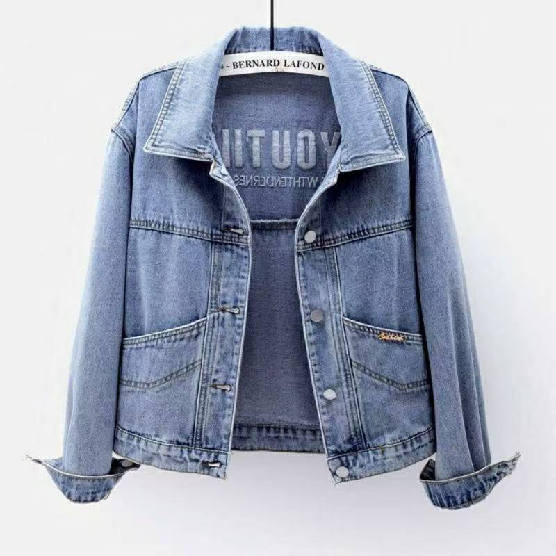 Girls' Embroidered Denim Jacket Cropped Casual Outerwear
